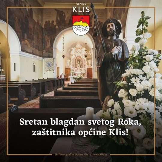 Slika kipa sv. Roka u unutrašnjosti crkve